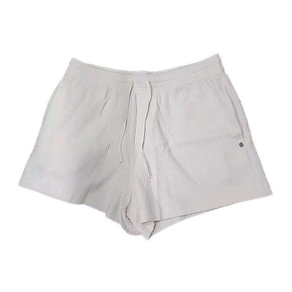 Fabletics Ribbed Shorts Egret Crinkle Knit High Waisted Casual Women's Medium - Picture 1 of 7